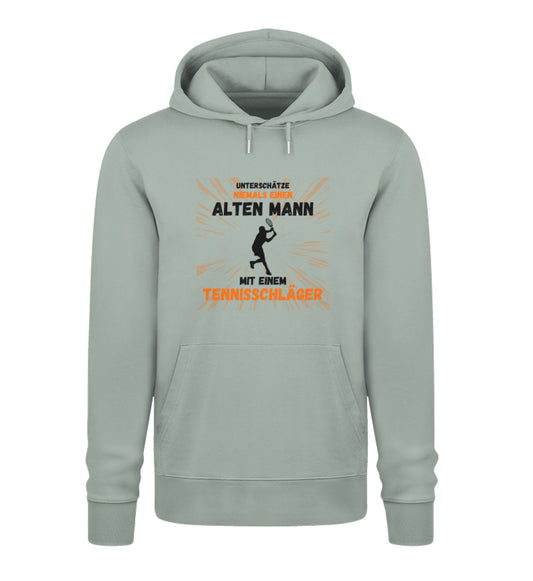 Alter Mann mit Tennisschläger  - Unisex Organic Hoodie
