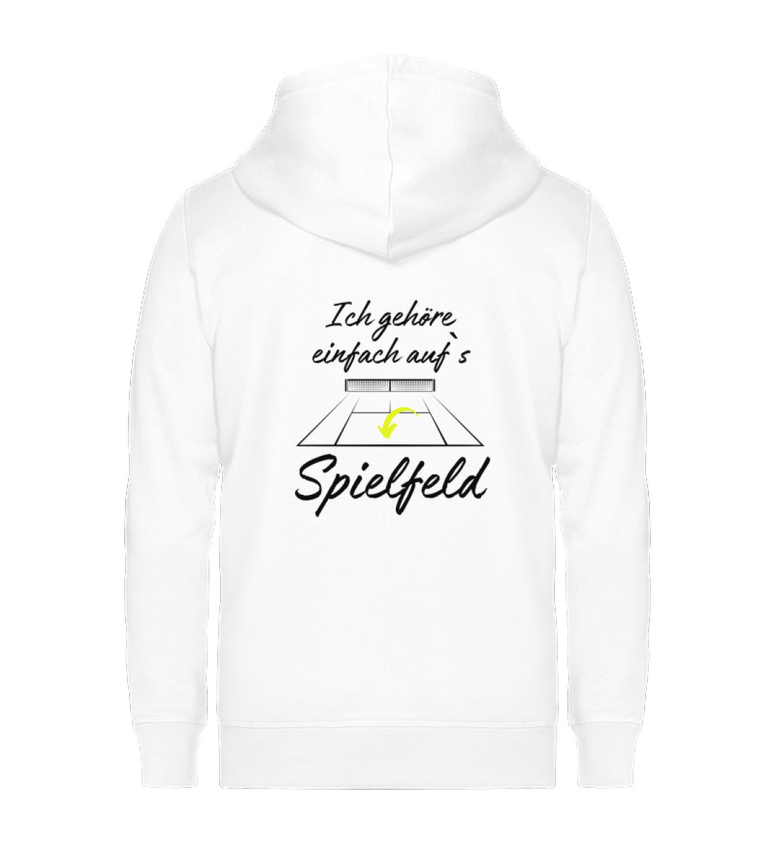 Ich gehöre auf`s Spielfeld  - Unisex Organic Sweatjacke (Rückendruck)